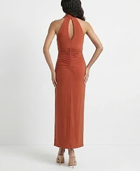 Taylor Petite Ruched Cowl Neck Sleeveless Dress