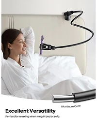 Lamicall Flexible Gooseneck Long Arm Stand, Overhead Cell Phone Clamp Mount, Gift for All 4-7inch Device