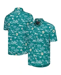 Reyn Spooner Men's Aqua Miami Dolphins Throwback Kekai Print Button-Up Shirt