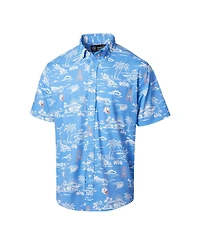 Reyn Spooner Men's Light Blue Houston Oilers Throwback Kekai Print Button-Up Shirt