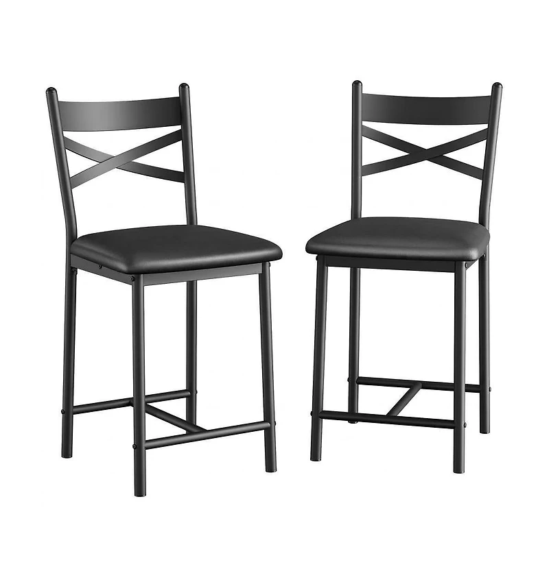 homfan Bar Stools Set of 2, Modern Counter Height Barstool With High Back and Metal Footrest, Upholstered Large Seat Island Chairs