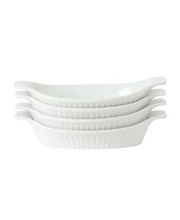 Gibson Home Gracious Dining Oval Au Gratin Baking Dishes, 4-Piece Set - 15 oz Oven Safe Ceramic Small Casserole Dishes with Handles