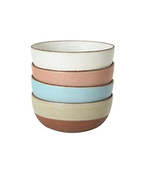 Gibson Home William Crest 4 Piece Cereal Bowl Set, 6.25 inch Round Stoneware Reactive Bowls, Soup, Dessert & Snack Bowls