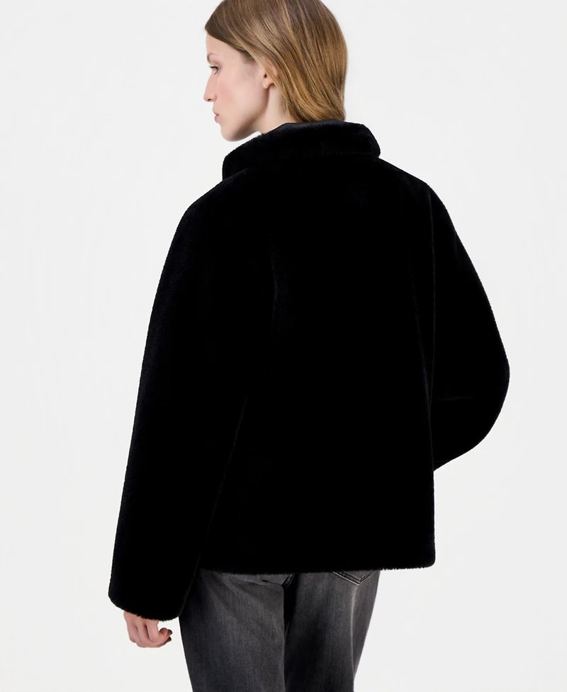 Calvin Klein Women's Funnel-Neck Teddy Jacket, Created for Macy's