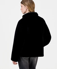 Calvin Klein Women's Funnel-Neck Teddy Jacket, Created for Macy's