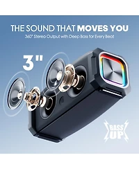 Sugift Portable Bluetooth Speaker with Subwoofer, Mic & Party Lights