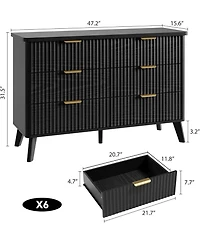 homfan Modern Fluted 6-Drawer Dresser