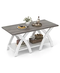 Gymax 40'' Coffee Table With Storage Shelf W/X-shaped Legs for Living Room Bedroom