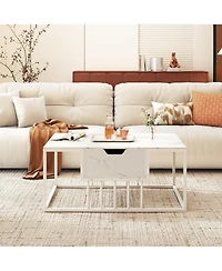 Gymax Lift-Top Coffee Table With Hidden Storage and Heavy-Duty Metal Frame for Living Room