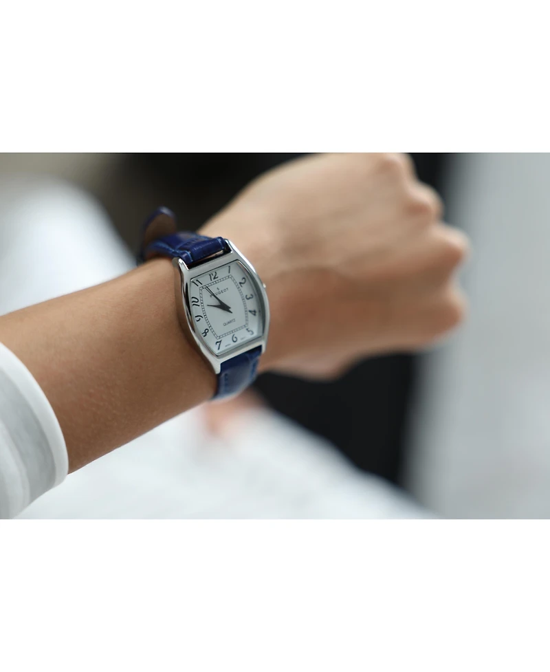 Peugeot Women 26 x 32mm Cushion Shape Watch with Blue Leather Band