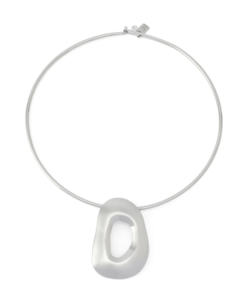 Robert Lee Morris Soho Rhodium Sculpted Link Pendant Wire Collar Necklace