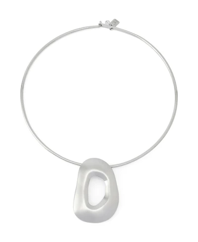 Robert Lee Morris Soho Rhodium Sculpted Link Pendant Wire Collar Necklace