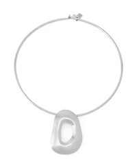 Robert Lee Morris Soho Rhodium Sculpted Link Pendant Wire Collar Necklace