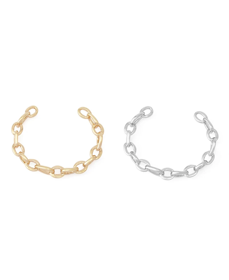 Robert Lee Morris Soho Two-Tone Sculpted Link Cuff Bracelet Set