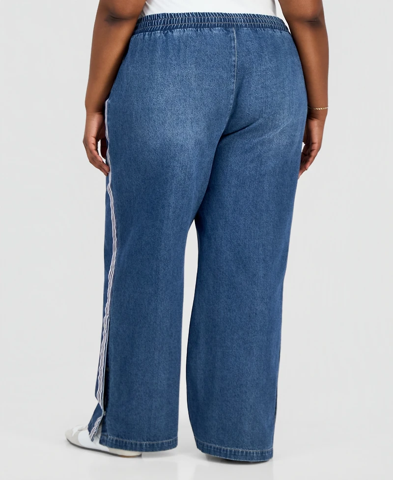 Madden Girl Trendy Plus Side-Striped Breakaway Jeans