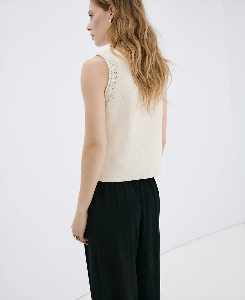 Mango Women's Contrast Piping Knitted Waistcoat