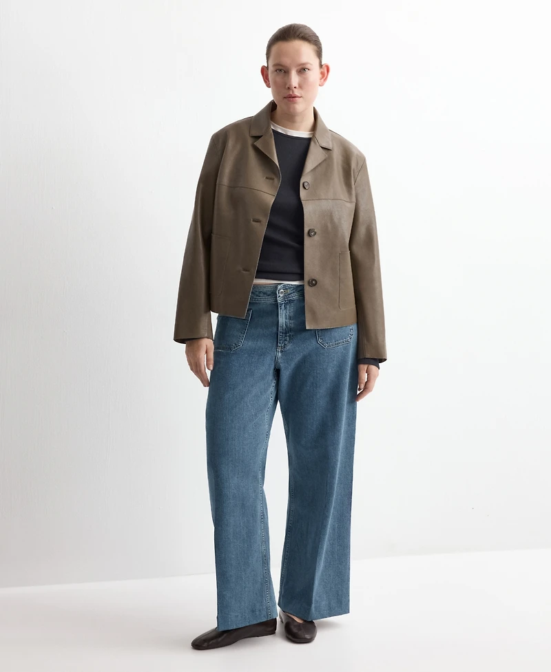 Mango Women's Pockets Wide Leg Jeans