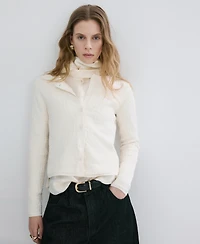 Mango Women's Textured Knit Cardigan Sweater