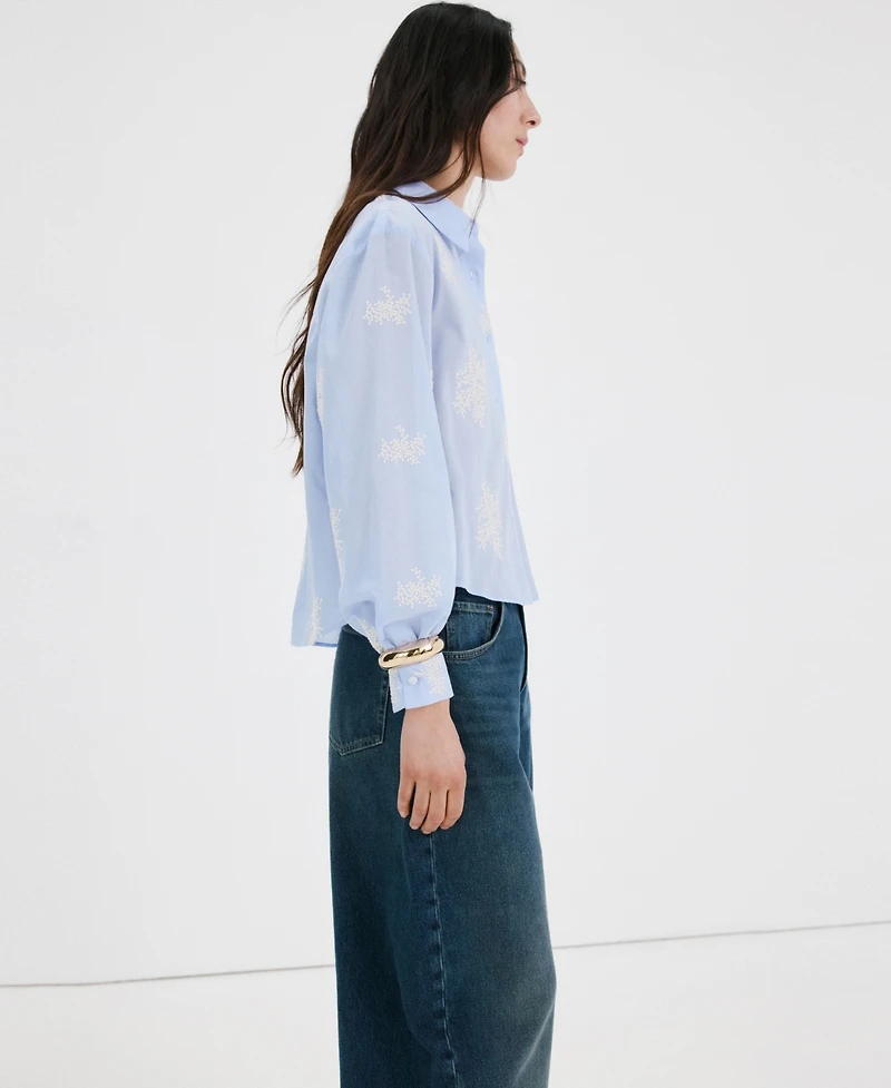 Mango Women's Floral Embroidered Shirt