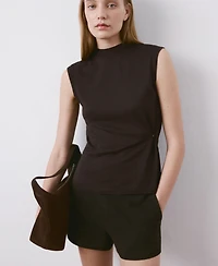 Mango Women's Side Gathered Knitted Top