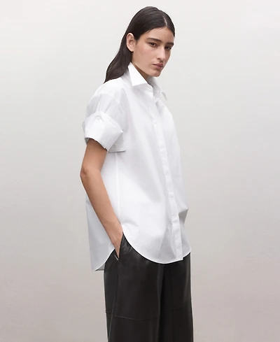 Mango Women's Three-Quarter-Sleeve Button-Down Shirt