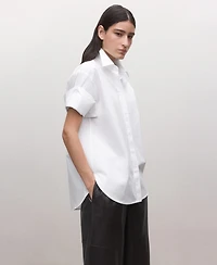 Mango Women's Three-Quarter-Sleeve Button-Down Shirt
