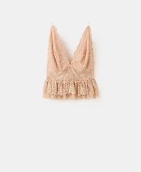 Mango Women's Ruffles Lace Top
