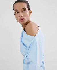 Mango Women's Asymmetrical Collar Cotton Blouse