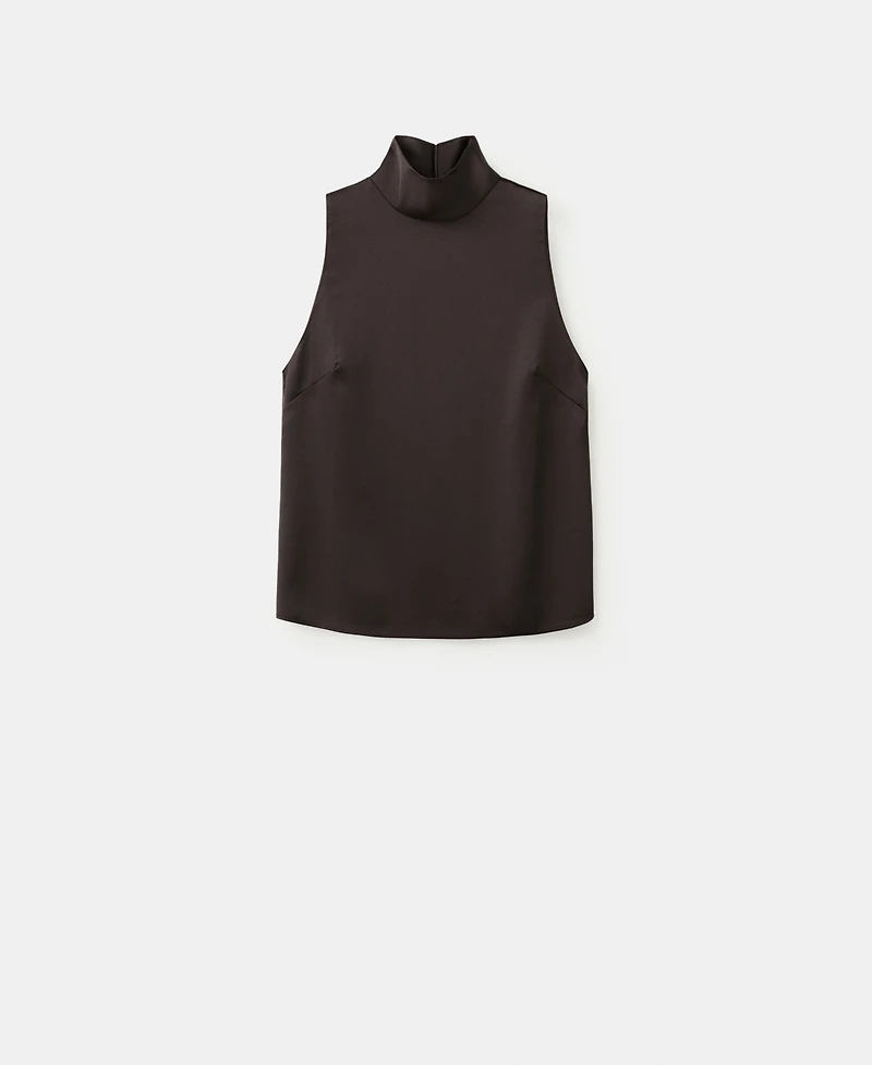 Mango Women's High Collar Satin Blouse