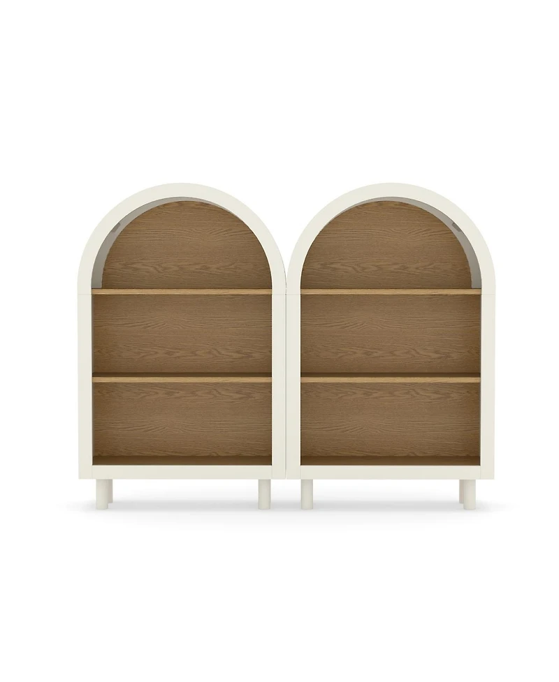 Streamdale Furniture Set of 2 Arched 3-Tier Wooden Bookshelves