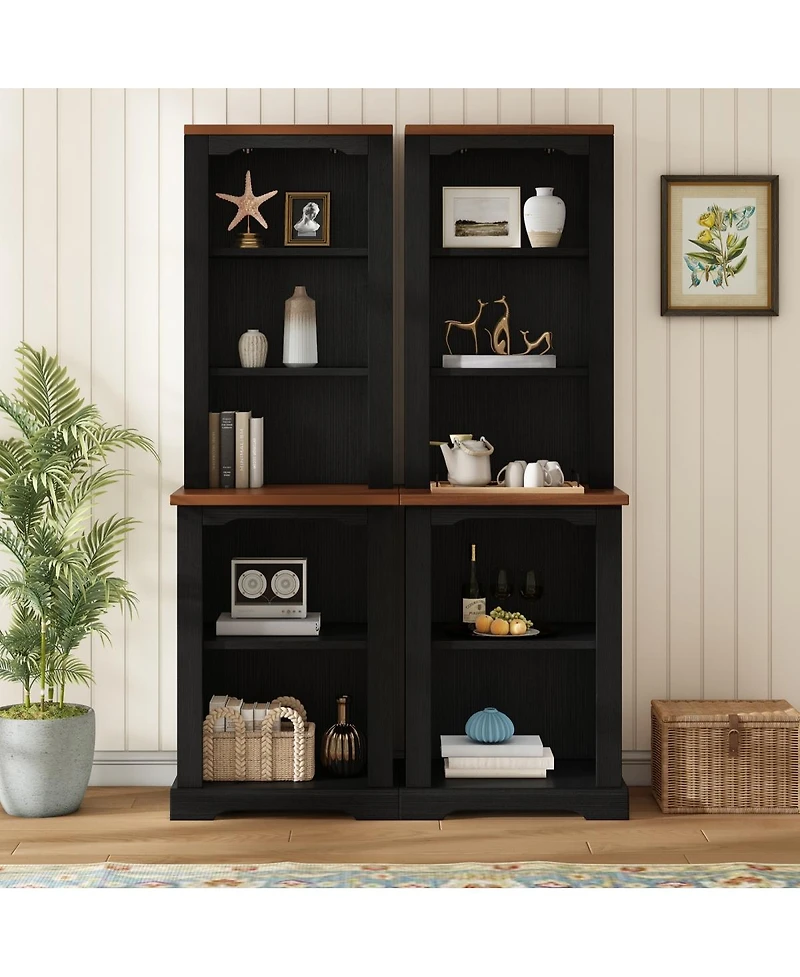 Streamdale Furniture Two-Piece Elegant Freestanding Tall Cabinet with Curved Shelving