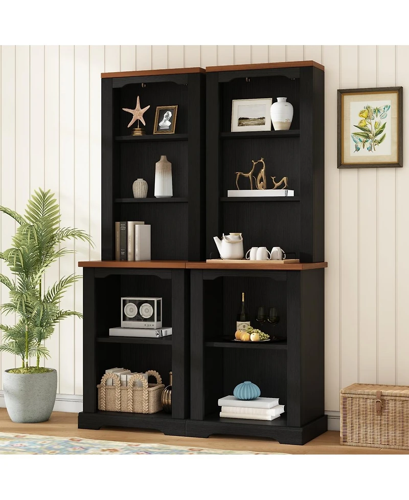Streamdale Furniture Two-Piece Elegant Freestanding Tall Cabinet with Curved Shelving
