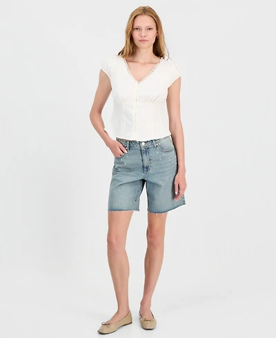 And Now This Women's Studded Raw-Hem Jean Shorts, Macy's Exclusive