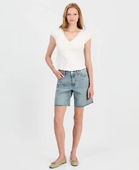 Now This Womens Studded Raw Hem Jean Shorts Macys Exclusive