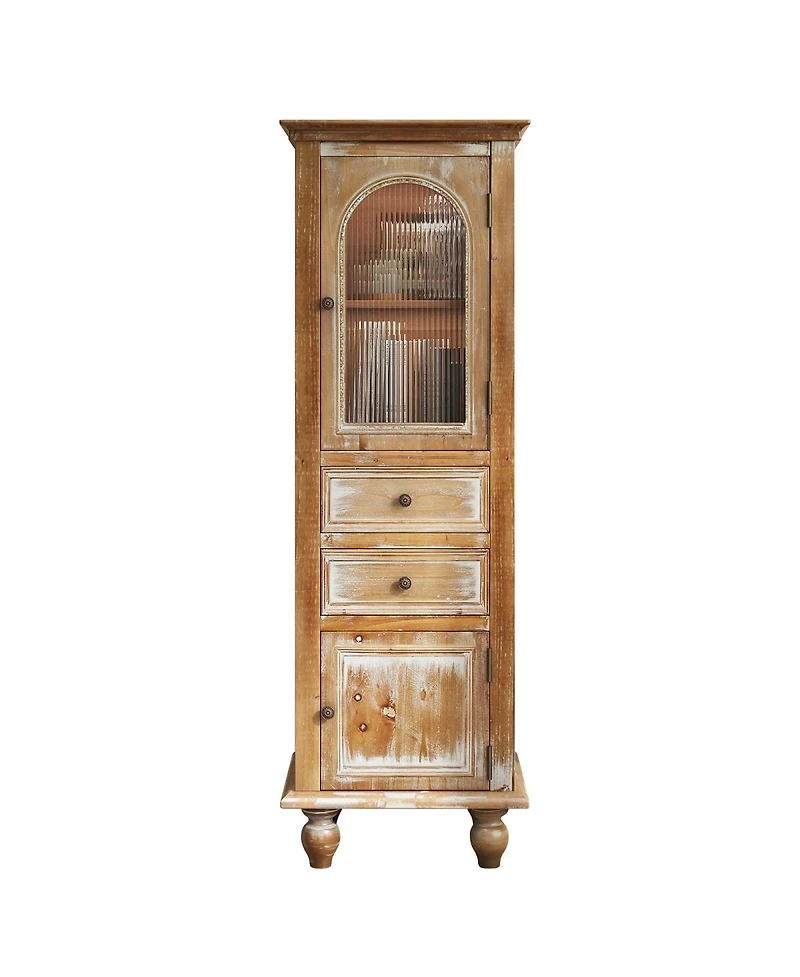 Streamdale Furniture Farmhouse Tall Narrow Storage Cabinet with 2 Drawers and 2 Doors