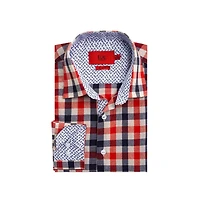 Elie Balleh Men's Slim Fit Gingham Plaid Shirt