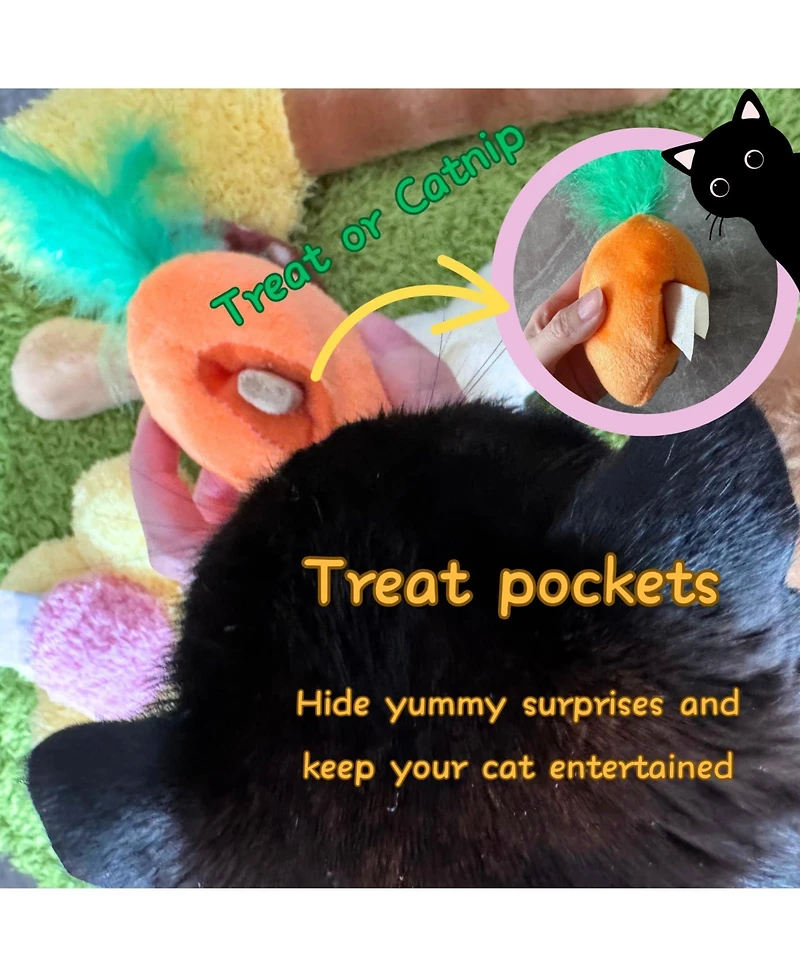 Aronkl Interactive Puzzle Toy Set Garden Base Pineapple Catnip Feathers