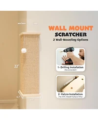 Aronkl Sisal Cat Scratcher with Ball Scratch Pad for Indoor Cats Easy Install Protect Furniture