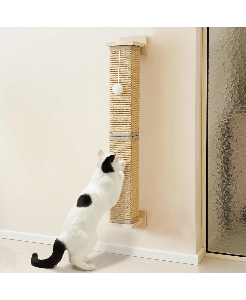 Aronkl Sisal Cat Scratcher with Ball Scratch Pad for Indoor Cats Easy Install Protect Furniture