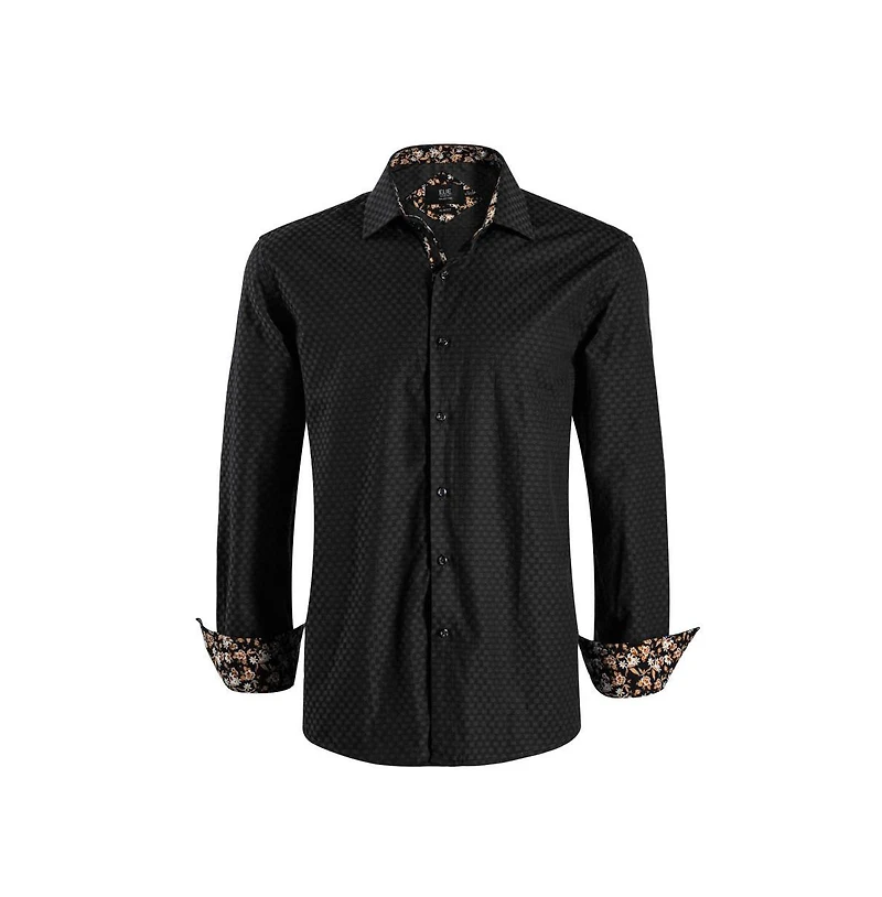 Elie Balleh Men's Slim Fit Jacquard Dot Button-Down Shirt