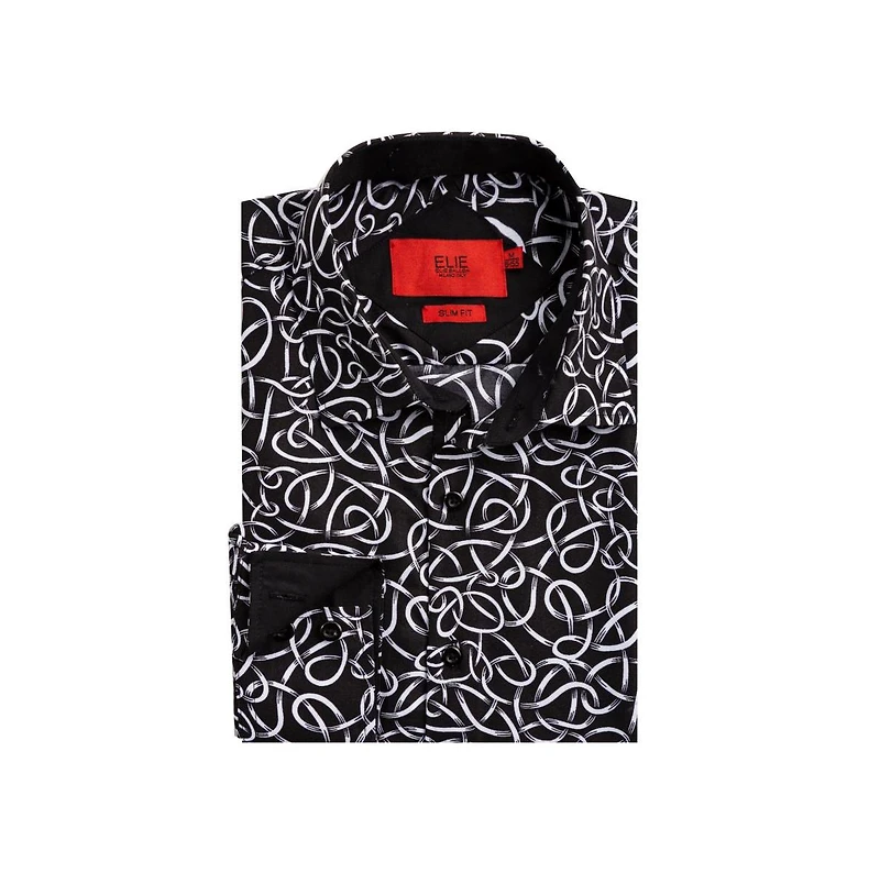 Elie Balleh Men's Slim Fit Swirl Print Shirt