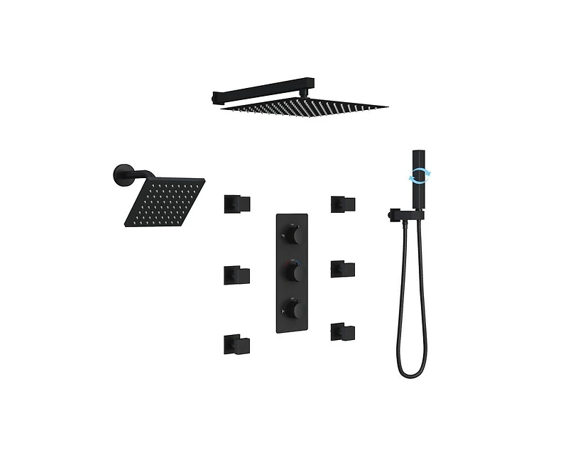 Casainc Rainfall Symphony 4-Function 12inch Dual Shower Head Pressure-Balanced Shower System with Bathtub Spout
