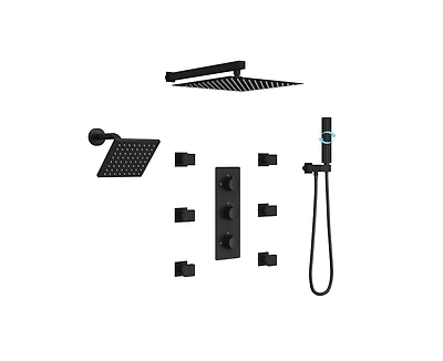 Casainc Rainfall Symphony 4-Function 12inch Dual Shower Head Pressure-Balanced Shower System with Bathtub Spout