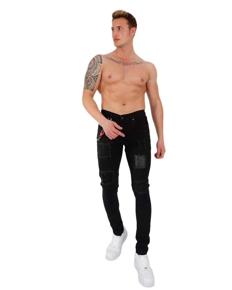 Elie Balleh Men's Patchwork Distressed Jeans