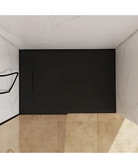 Casainc Wheelchair-Friendly Shower Base with Non-Slip Surface, Reversible Drain