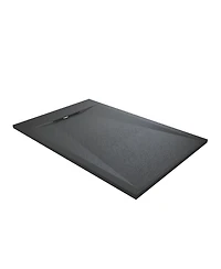 Casainc Wheelchair-Friendly Shower Base with Non-Slip Surface, Reversible Drain
