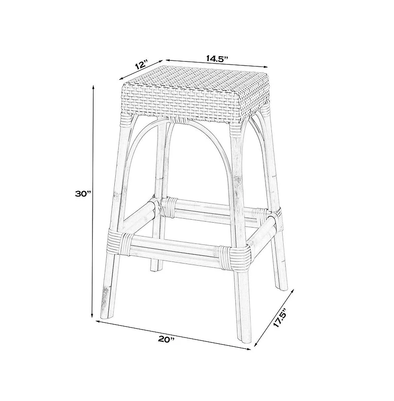 Butler Specialty Robias Rectangular Rattan 30" Bar Stool