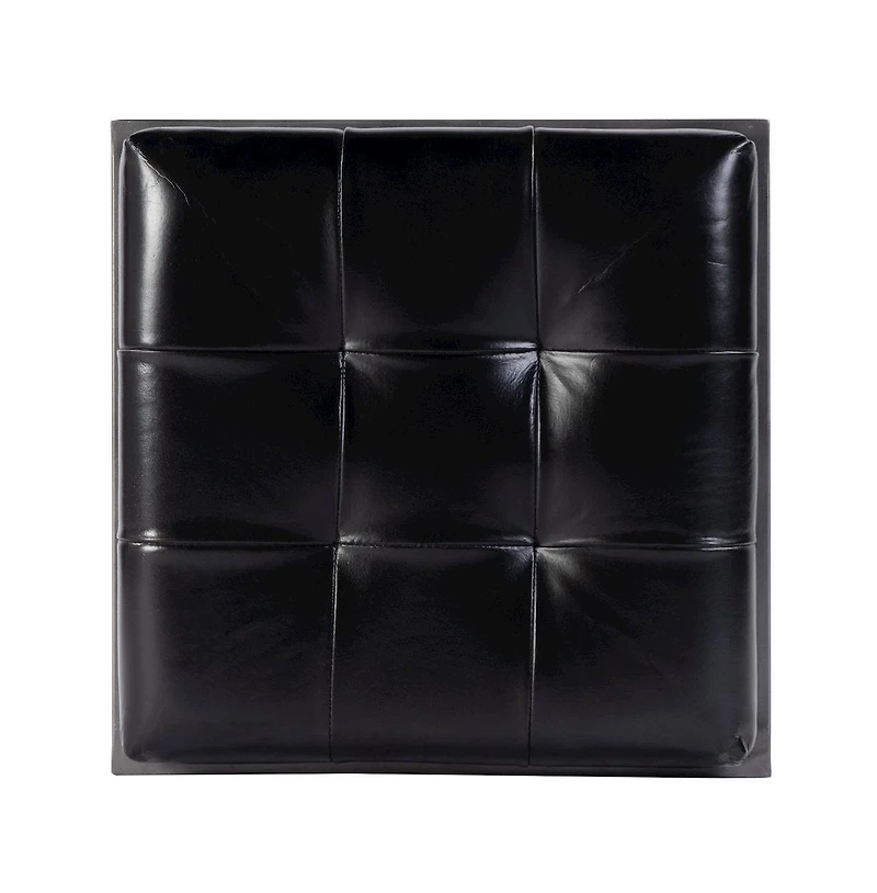 Butler Specialty Seat Height Tufted Leather and Iron Backless Bar Height Stool, Footrest