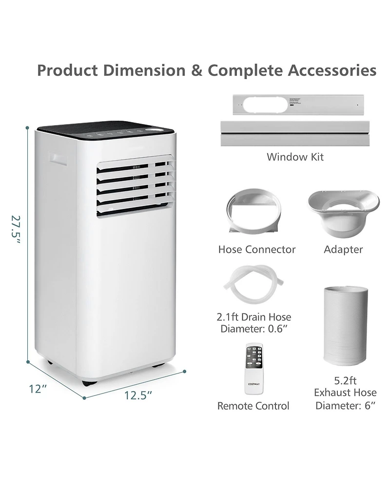 Ecooso 8000 Btu(Ashrae) Portable Air Conditioner with Fan
