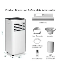 Ecooso 8000 Btu(Ashrae) Portable Air Conditioner with Fan